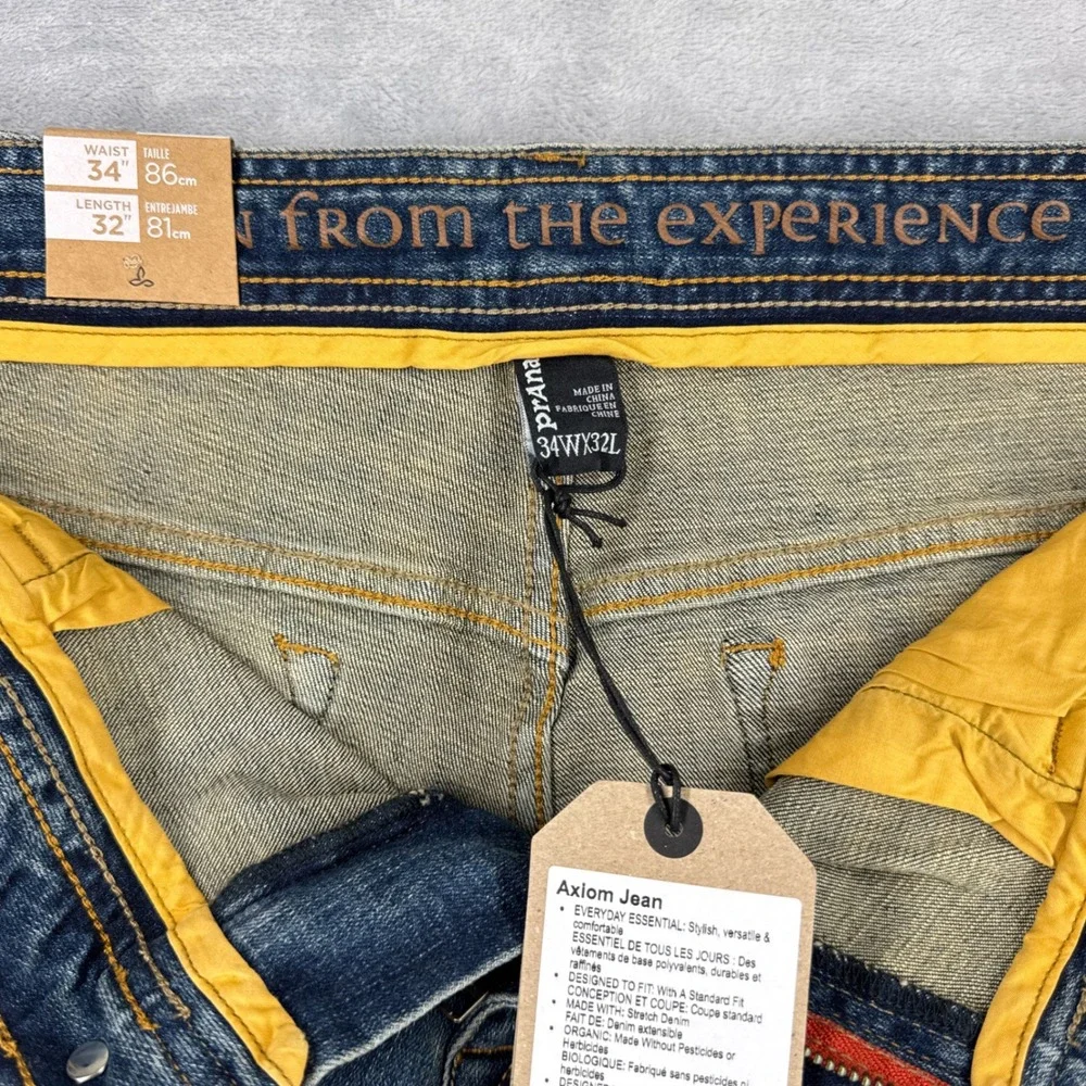 PRANA Axiom Jean Mens 34x32 Antique Stone Wash Organic Stretch Denim NWT